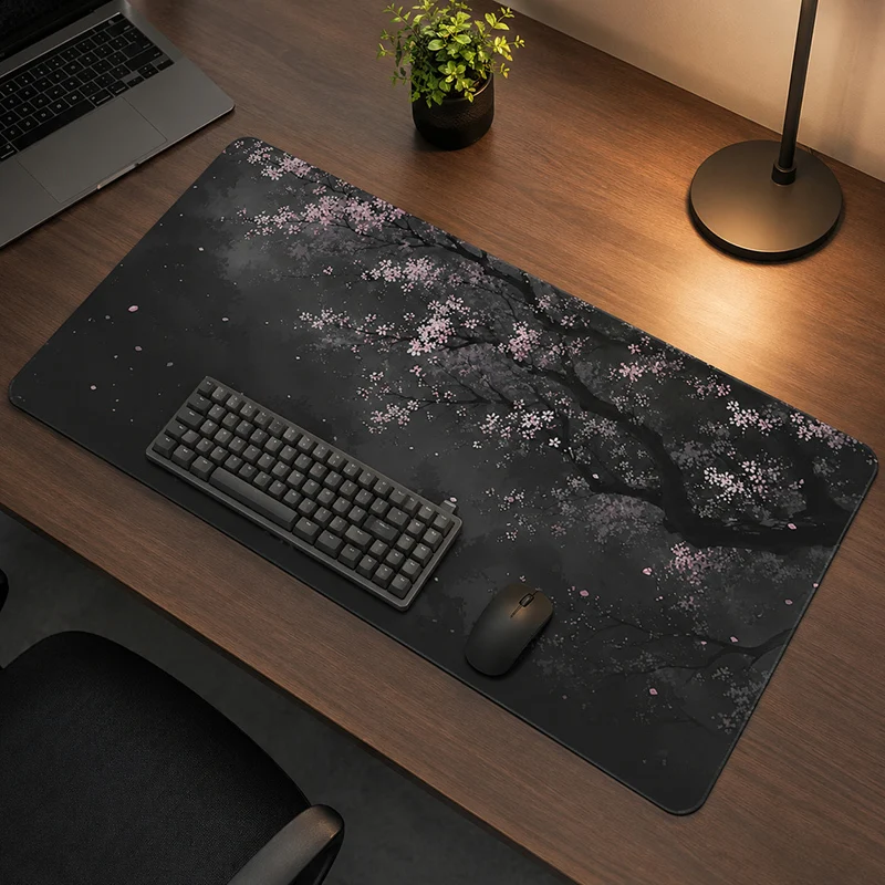 Dark Cherry Blossom Night Mouse Pad Gaming printon demand Computer Home Large Mousepad XXL Mouse Mat Non-Slip Carpet Table Mat