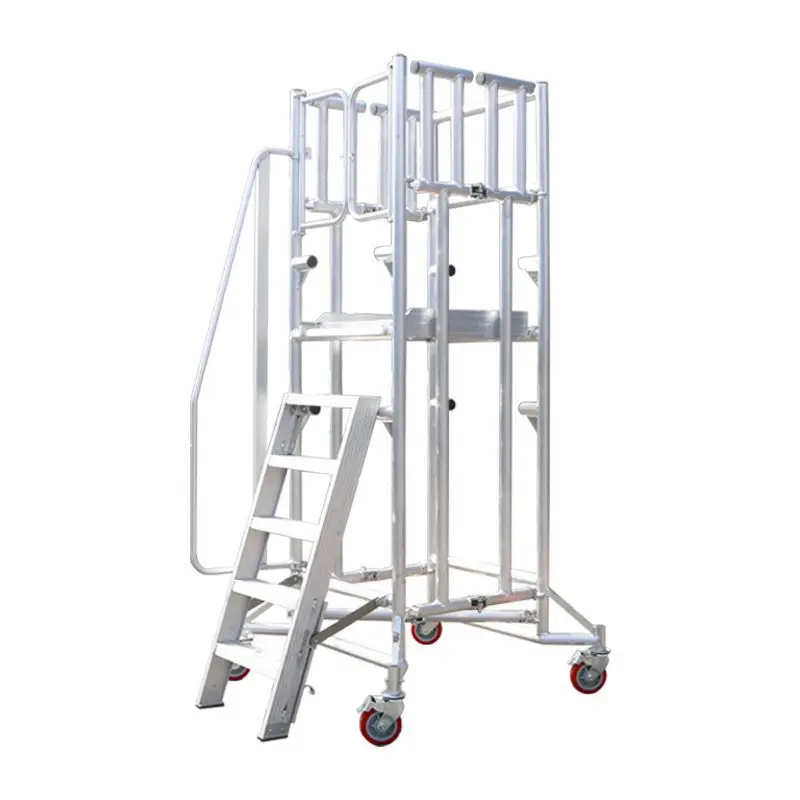

Aluminum alloy folding platform ladder foldable mobile climbing safety ladder platform adjustable