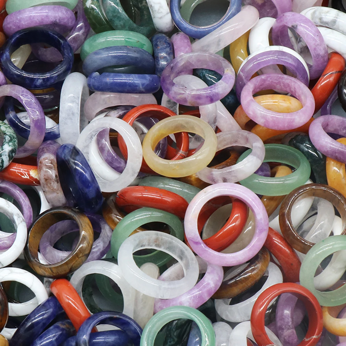 Natural Stone Quartz Rings Circle Rings Necklace Bracelet Earring Pendant Connectors DIY Making Jewelry Crafts Accessories