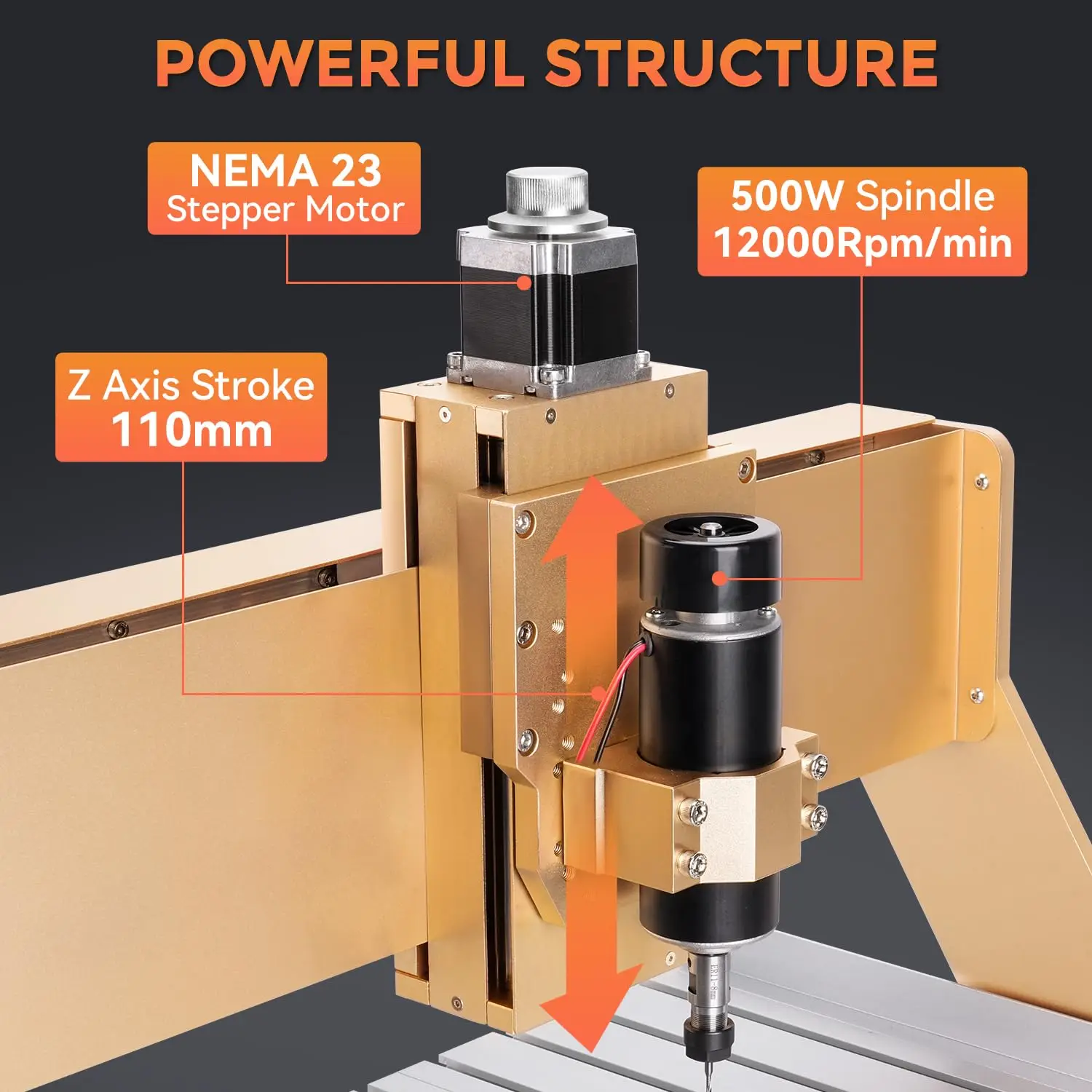 Máquina roteadora cnc, trilho linear atualizado de 500w, máquina de corte e fresagem de gravação de 3 eixos, controle grbl para madeira e metal