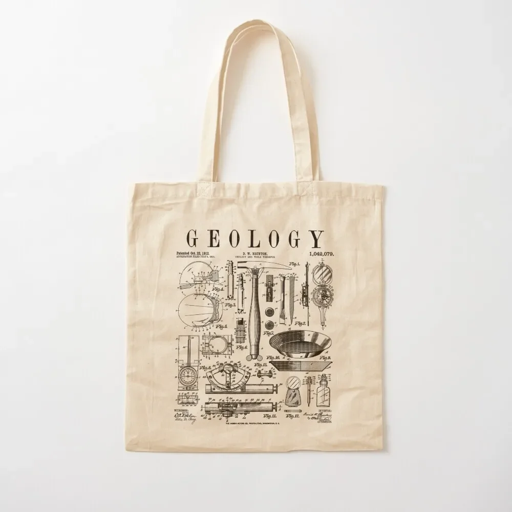 Geology Geologist Field Kit Tools Vintage Patent Print Tote Bag Cloth bag canvas shopping bag Shopper