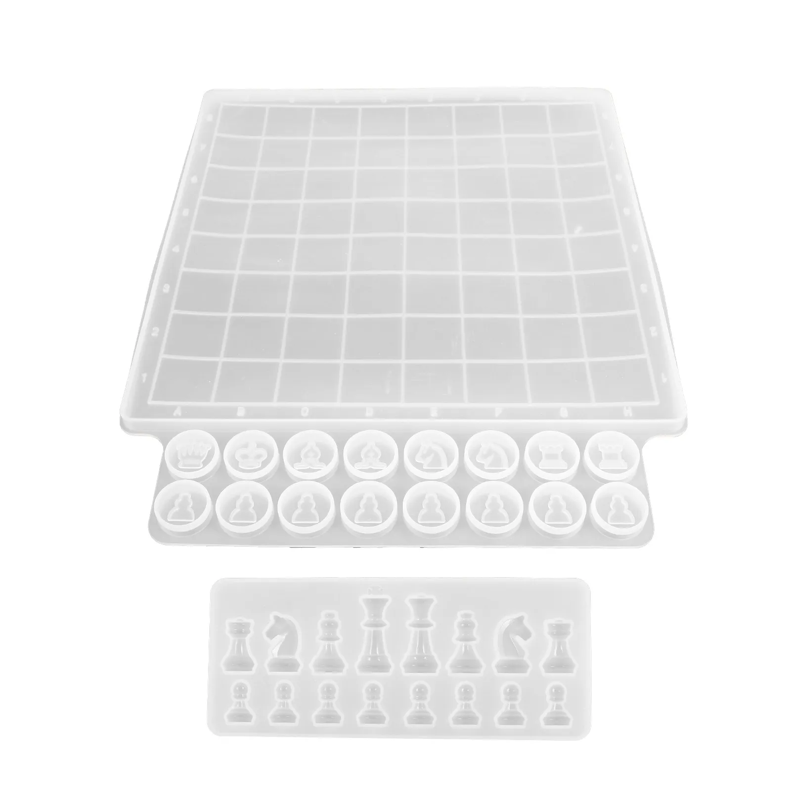 2Pcs Chess Board Mould Quality Silicone Resin Mold DIY Epoxy Casting for Crafts Creative Chess Pieces Mould Set