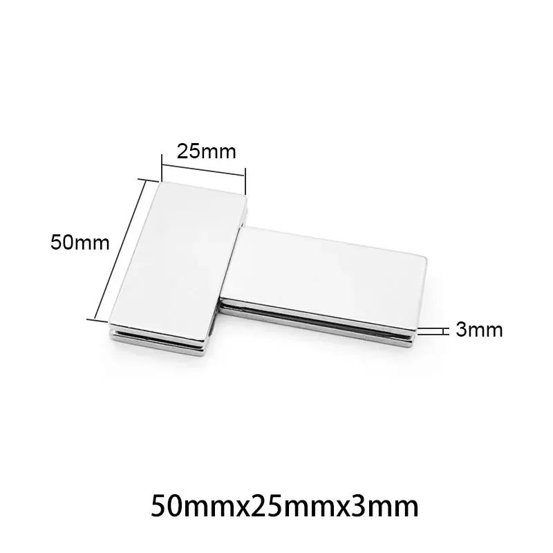 1/2/5Pcs 50x25x3mm Strong Quadrate Neodymium Magnet N35 Powerful NdFeB Long Fridge Magnets Block Rare Earth Magnets 50*25*3mm