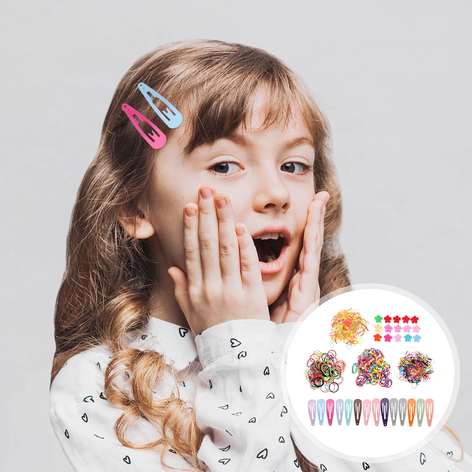 

1 set Colorful Stylish Clips Girls Baby Shower Gift Organizers Stretchable Hair Rings Hair Accessories for Kids Baby
