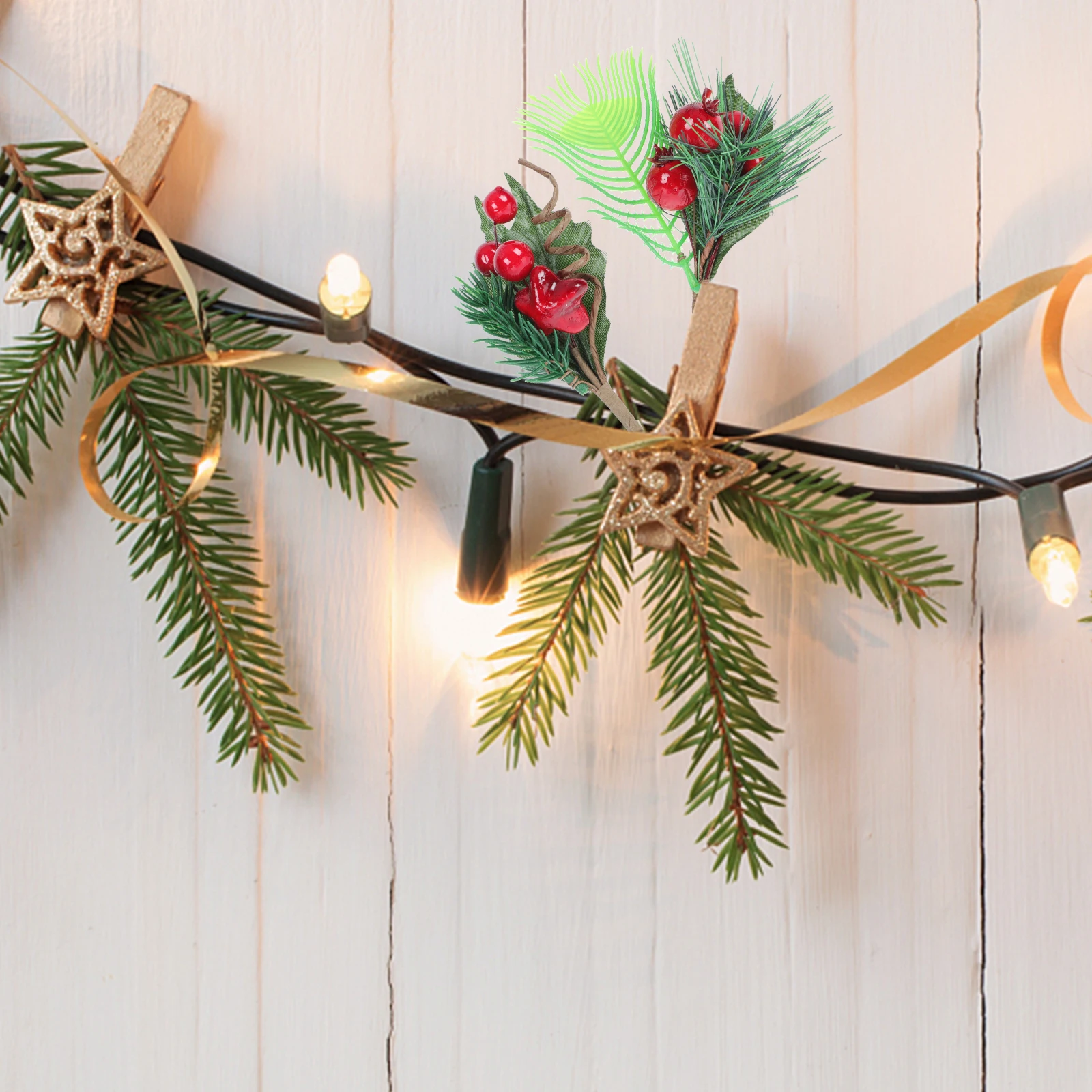 

7 pcs Christmas Simulation Branch Artificial Red Decor For Party Home Xmas Fake Diy Flower Arrangement Supplies Simulation Red