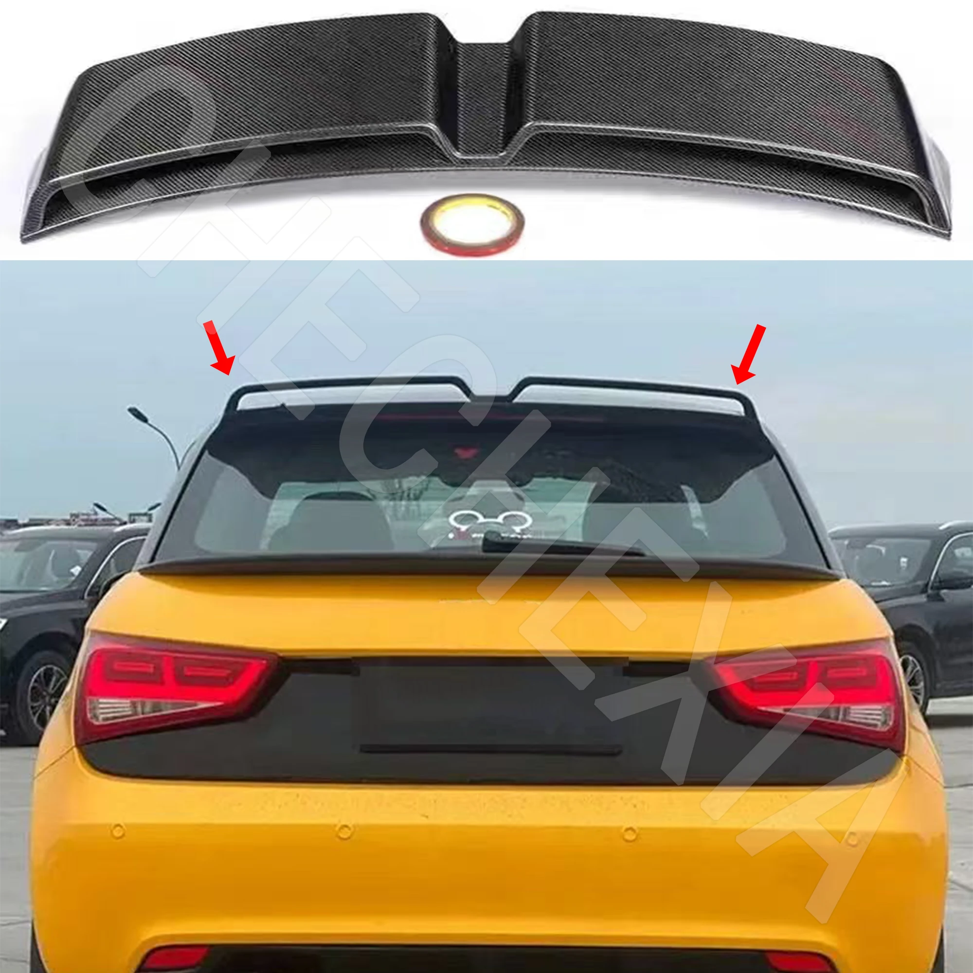 

For 2010-2014 Audi A1 Double-Layer Sport R18 Style Fiberglass Material Rear Spoiler Rear Roof Spoiler Wing Gloss Black