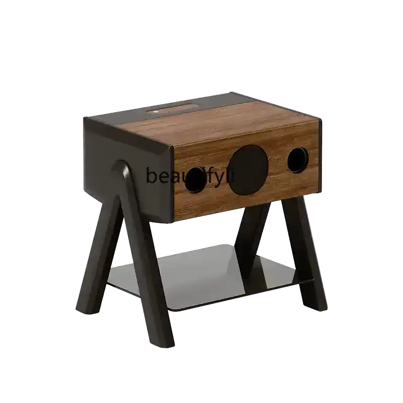 

Bedside table new light luxury simple modern small bedroom creative French bluetooth speaker side table