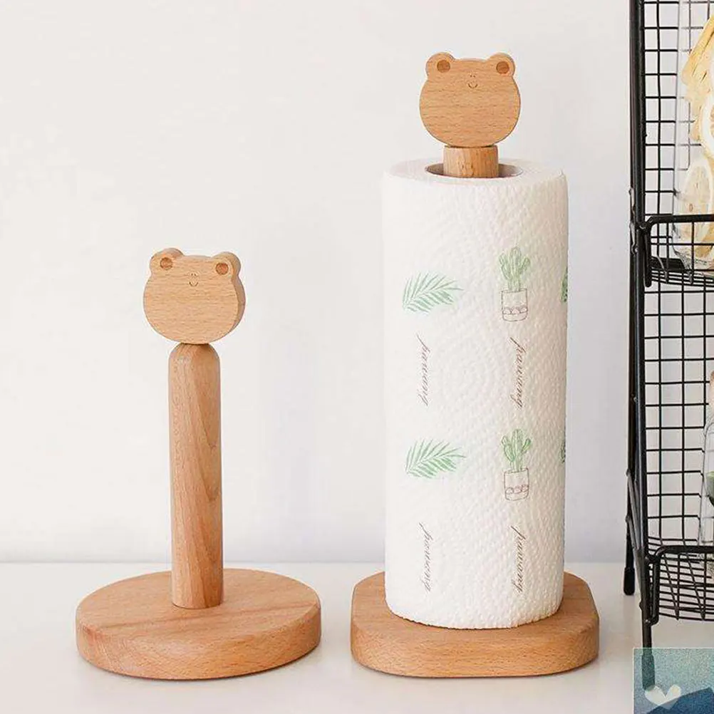 

Sturdy Wooden Toilet Paper Holder Desktop Roll Paper Stand Craft Storage Rack Wood Tissue Holder Minimalist Space Saving