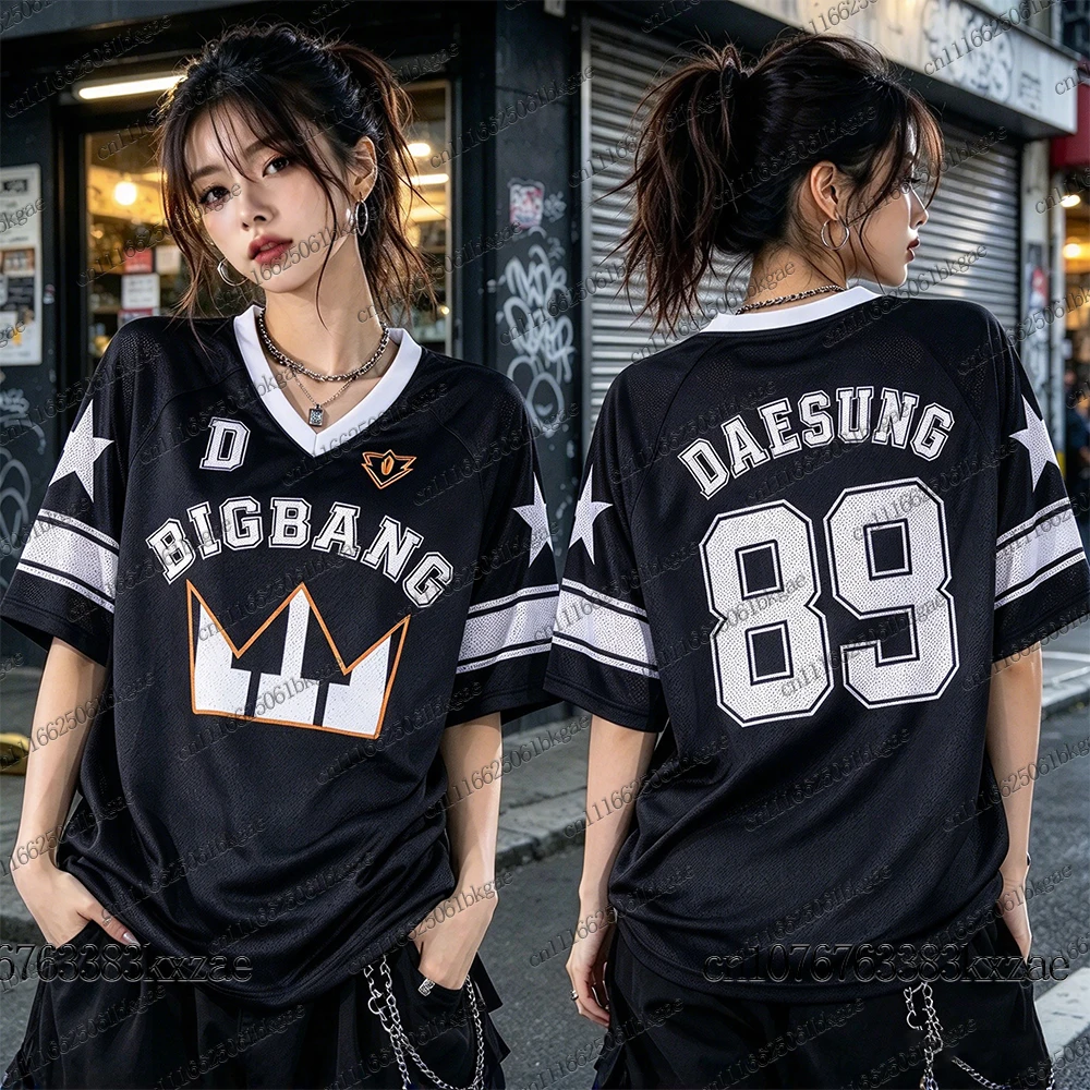 26-27 BIGBANG World Concert Tour Football Jerseys For Women Fans' Peripheral Gifts Y2K V-neck Mesh Sports Football Jerseys Tops