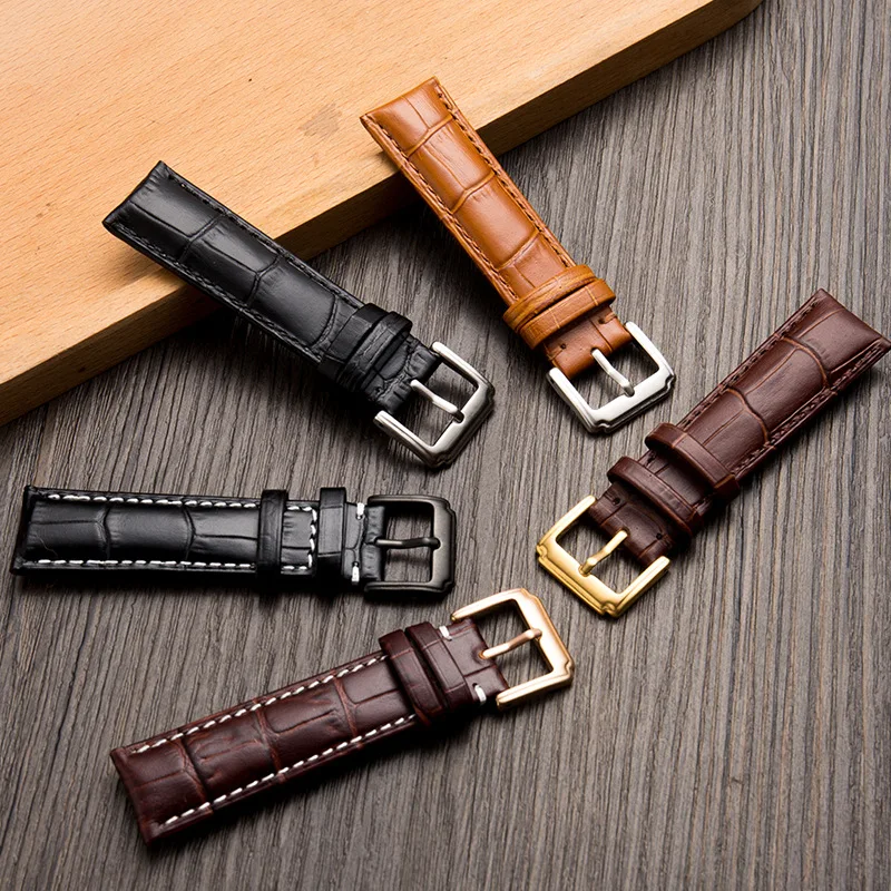 Genuine Leather Watch Band Universal Calfskin Wrist Strap Belt 12mm 13mm 14mm 15mm 16mm 17mm 18mm 19mm 20mm 21mm 22mm 23mm 24mm