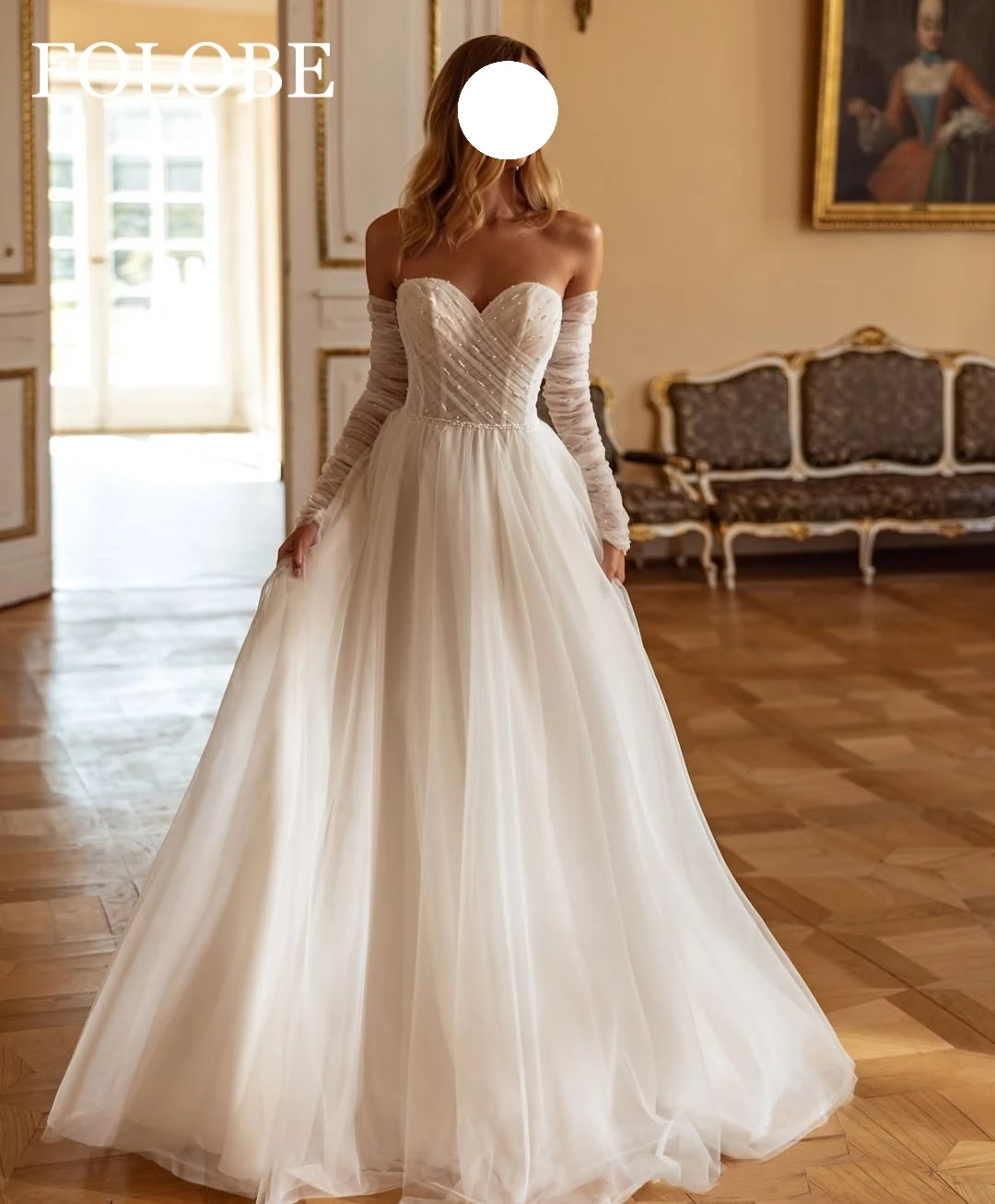 

Long Sleeve Luxury Wedding Dresses A Line Elegant Women's Bridal Gowns Appliques Off Shoulder Princess Tulle Vestidos Customized