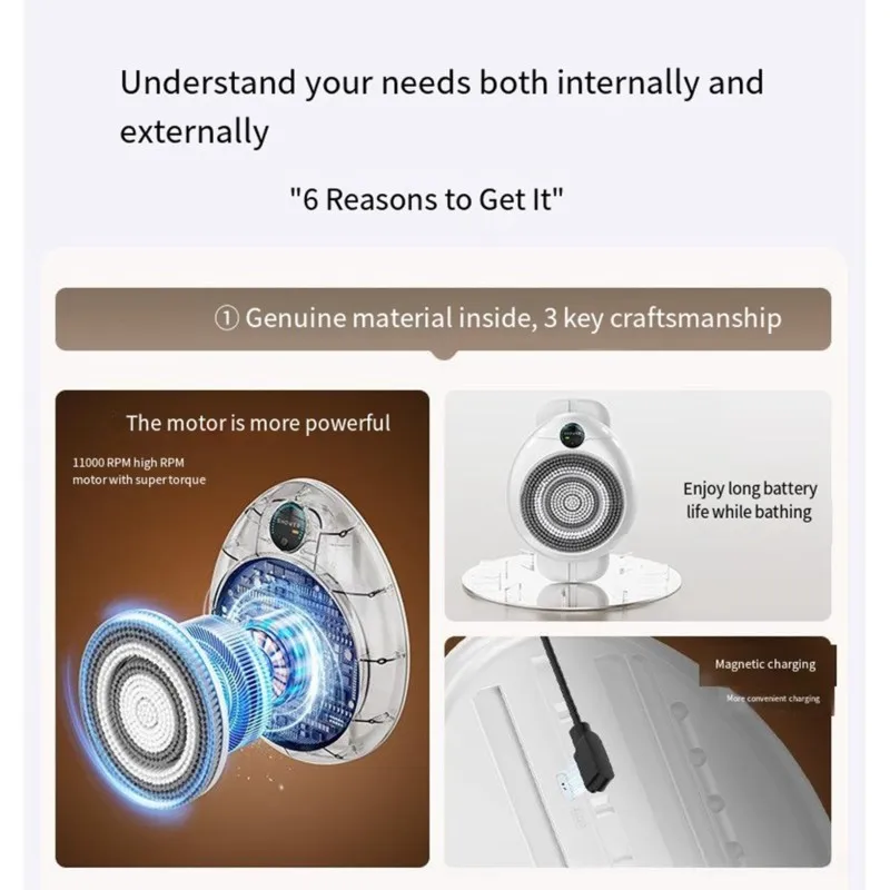 

Wall-Mounted For Full Body Wash Automatic Bathing Machine-Electric Rotating Bath Brush With 4 Speed Settings