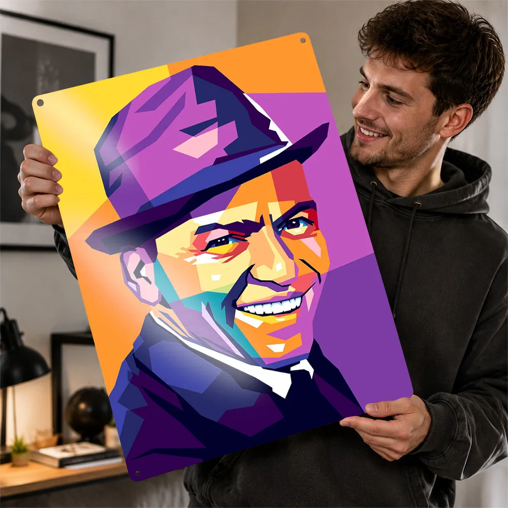 Frank Sinatra Aluminum Poster Personalized Metal Sign Bold Elegant Singer Wall Art Enhances Living Rooms And Listening Lounges