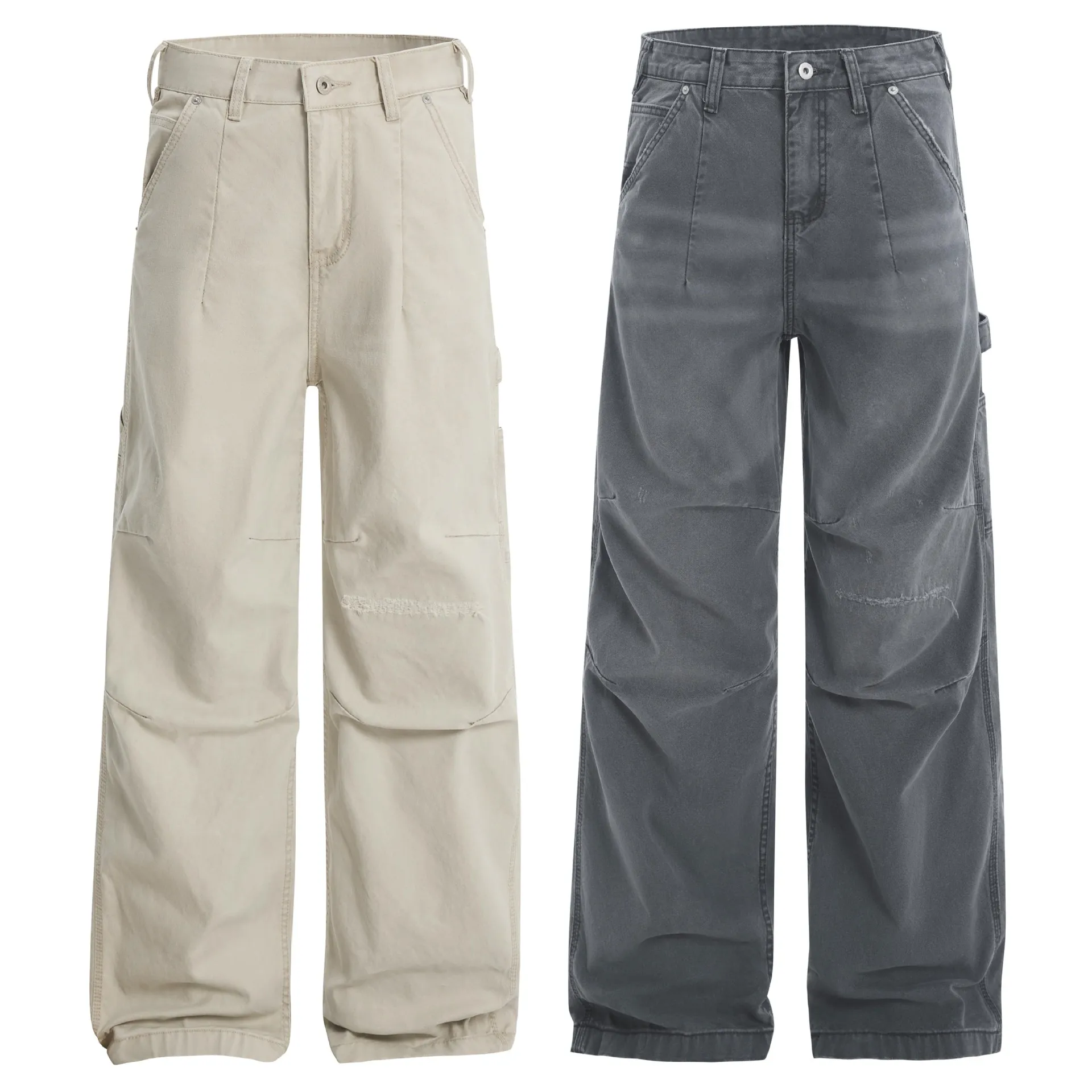 OR FL American Retro Fold Multiple Pockets 100 Cotton Women Cargo Trousers Streetwear Brands Aging Slacks Staraight Y2k Pants