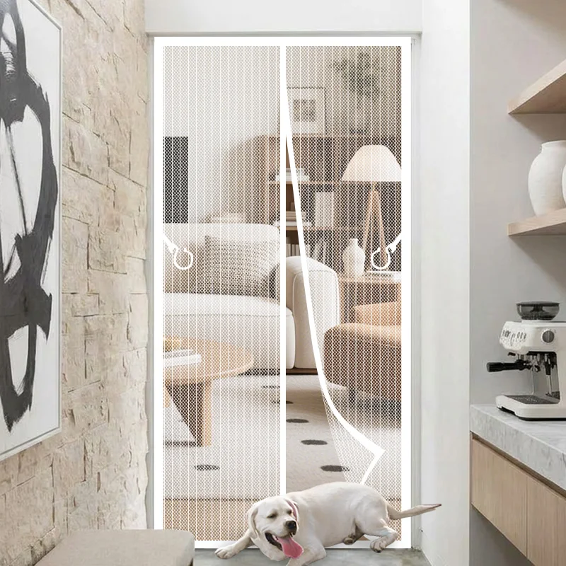 Summer Non-Piercing White Home-Style Bedroom Magnetic Thickened High-Definition Garden Mosquito-Proof Curtain