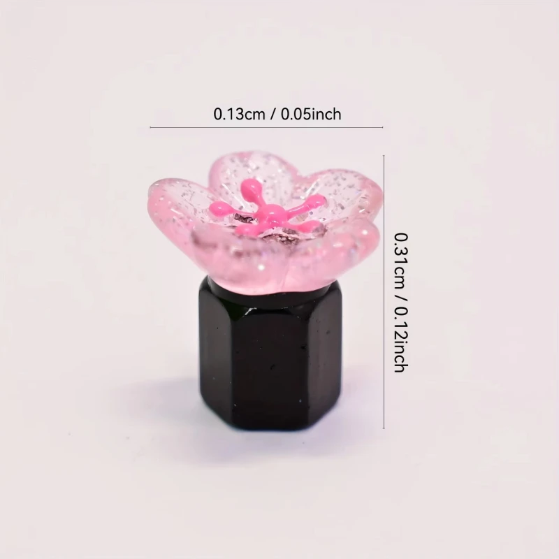 4pcs Pink Flower Tire Valve Cover
