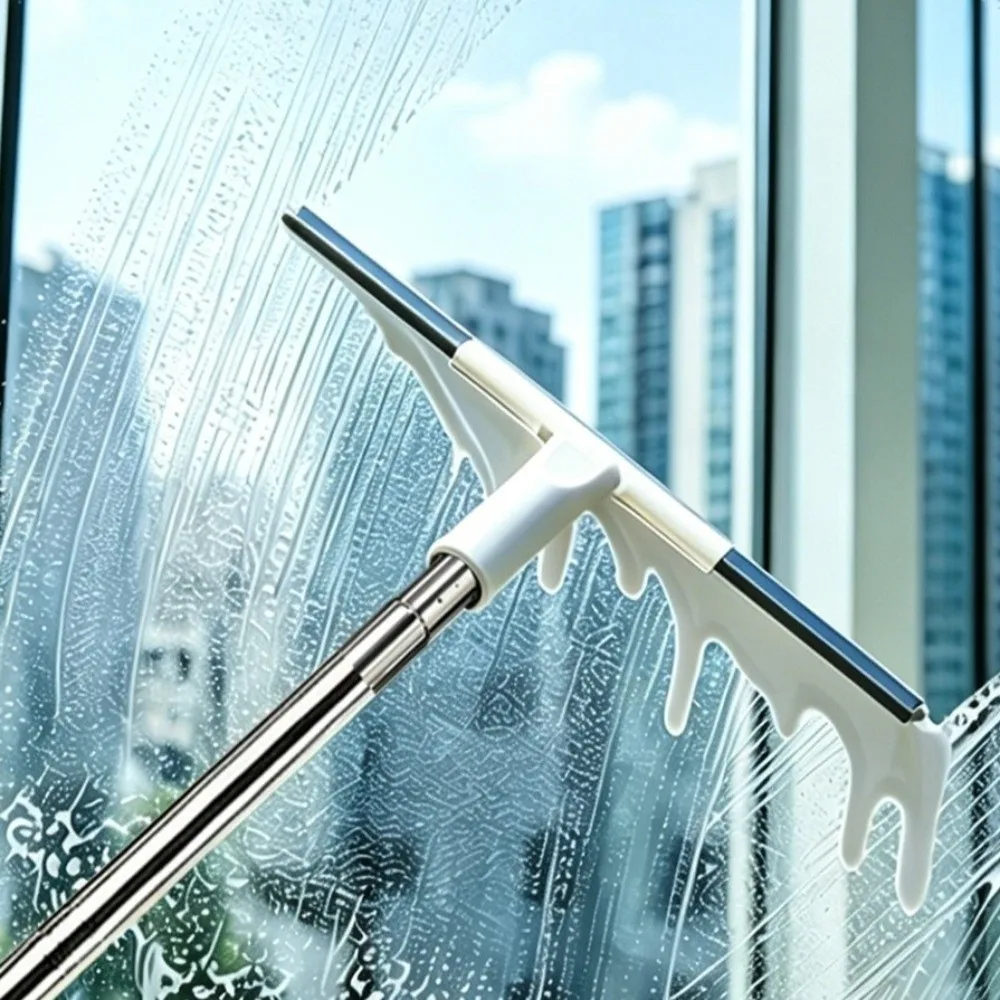 

Long Handle Bathroom Cleaning Brush Replaceable Brush Head Plastic Glass Wiper Detachable Efficient Glass Scraping Brush Shower
