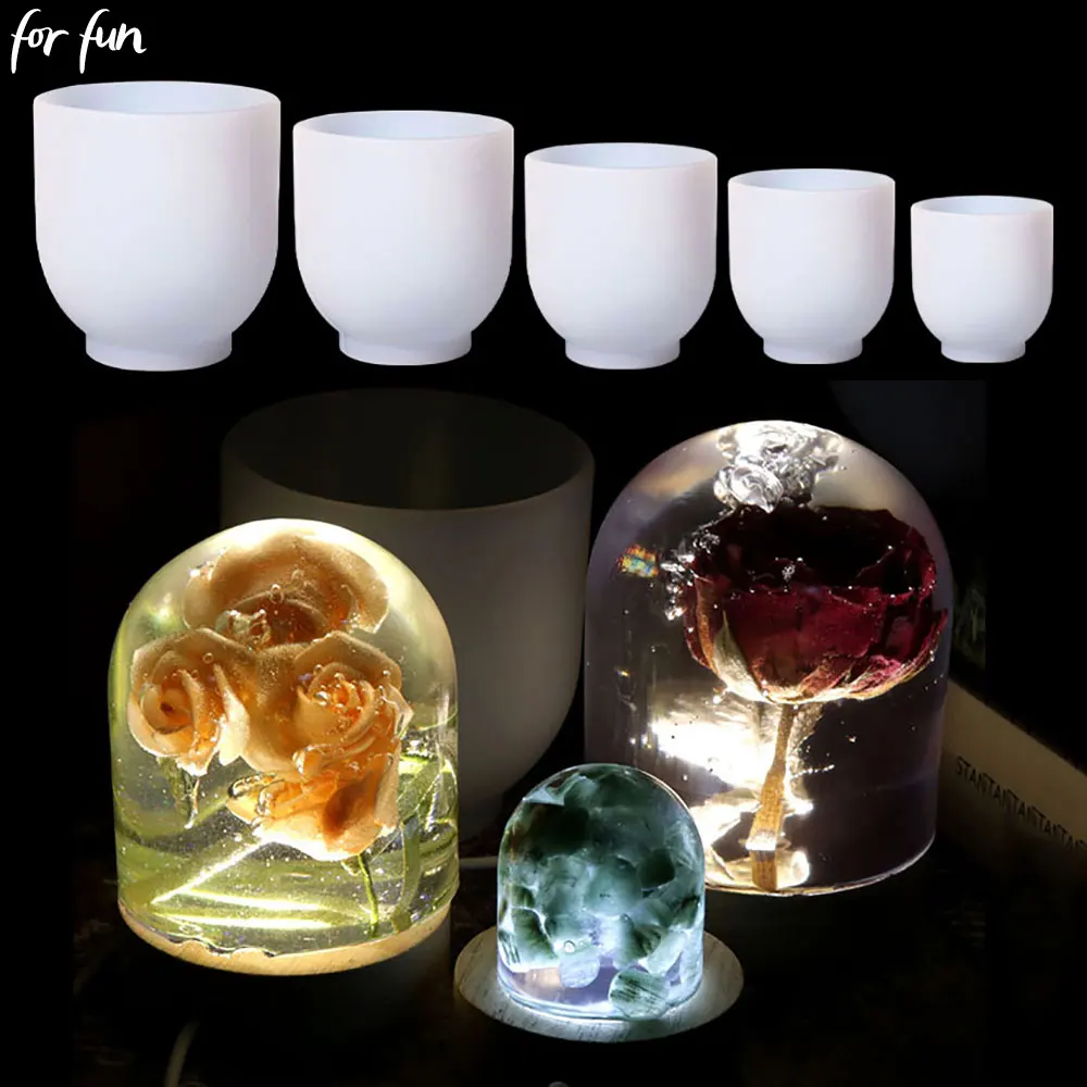 For Fun 3D Crystal Epoxy Resin Mold Half Cylindrical Specimen Decoration Silicone Mold LED Night Light Lamp Holder DIY Ornament