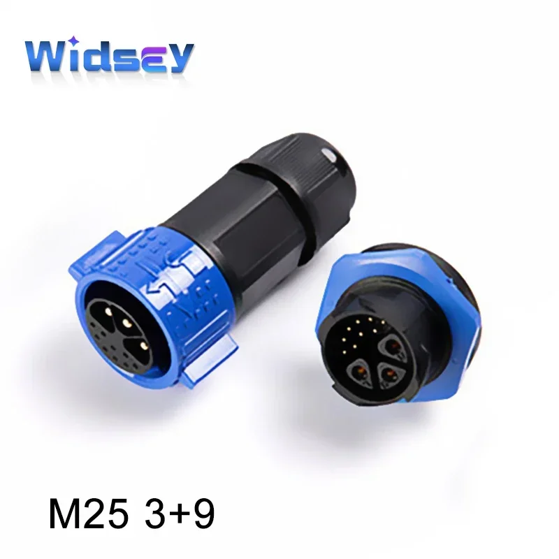 M25 3+9 Pin Aviation Plug Waterproof Joint 20A Power Plug Self-locking Assembled Connector 12Pin Male Female Socket 300V IP67