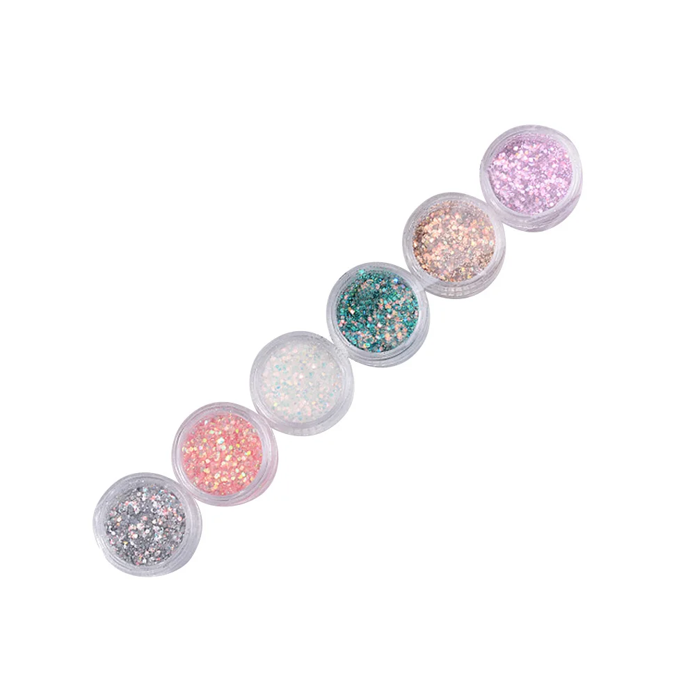 6 قطعة مسمار بريق الترتر قزحي الألوان رقيقة جدا مختلط اللون Paillette DIY بها بنفسك تصميم رقائق مانيكير الزخرفية #1