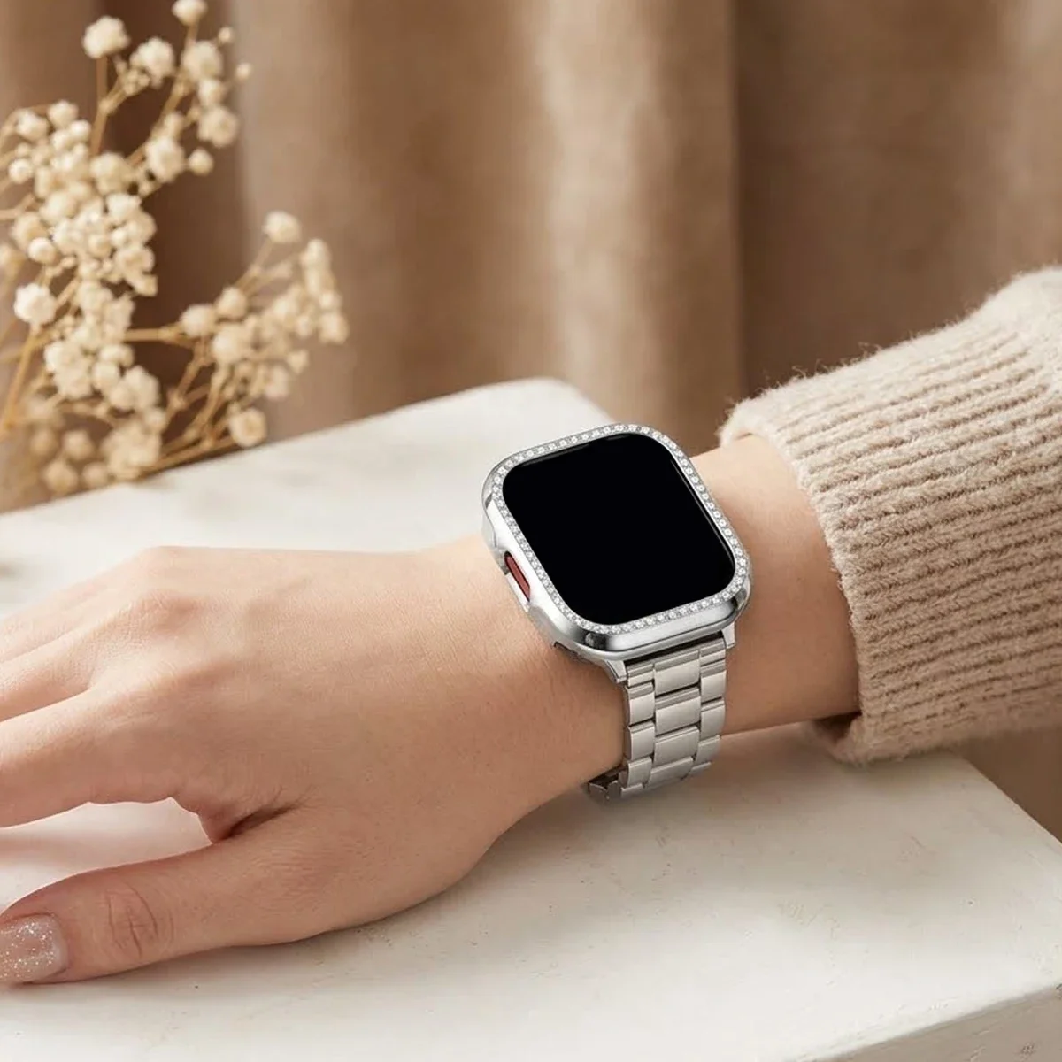 Shiny Diamond Case for Redmi Watch 6 Lite Anti-drop Hard PC Woman Bling Cover for Redmi 6 Lite Hollow Protective Bumper Shell