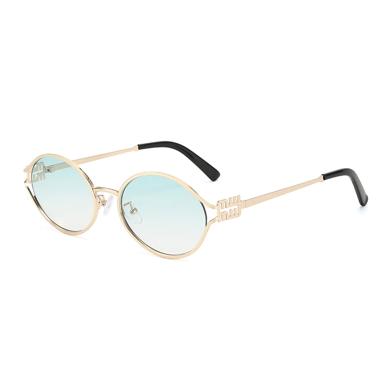 1-2 STKS Nieuwe Mode Merk Zonnebril Retro Kleine Frame Vrouw Man Metalen Cat Eye Bril Shades UV Bescherming Zonnebril met Doos