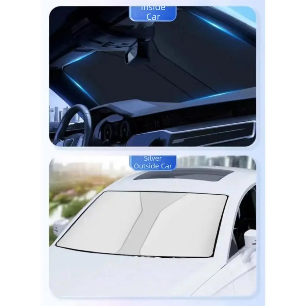 Titanium Silver Car Folding Sun Shade Foldable with Storage Bag Windshield Visor Cover UV Protection Efficient Insulation