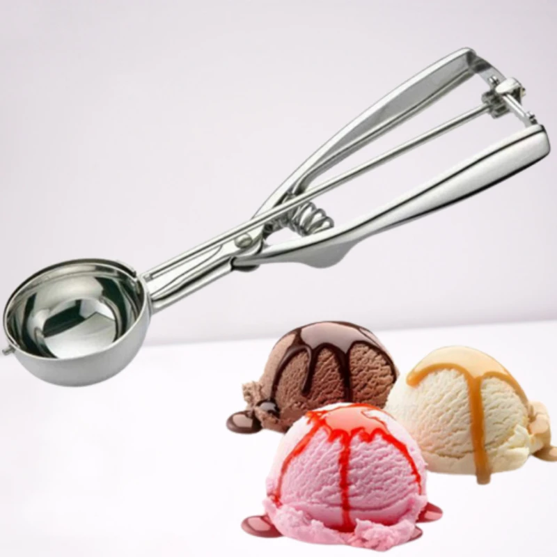 Stainless Steel Ice Cream Scoop, Potato Mash, Cookies Dough, Dough Disher, Spring Handle, Kitchen Accessories, Tools