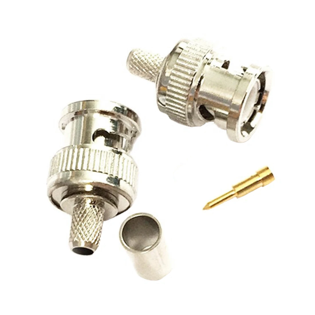 1pc BNC Male RF Connector Plug Crimp For RG58 LMR195 Cable Straight Nickelplated 50Ohm Wholesale