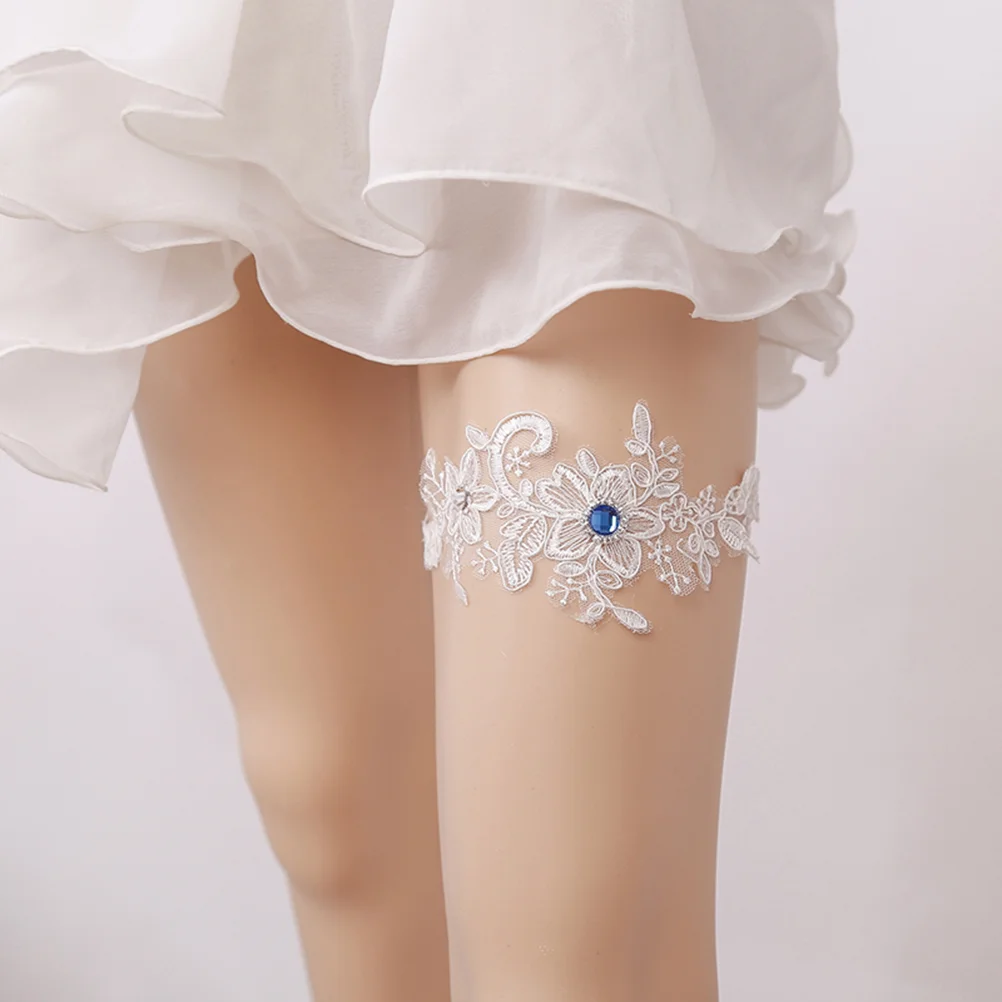 Wedding Garter For Bride Bridal Lace Foot Decor Western Wedding Bride Ring Floral Rhinestone Leg Band Ornaments