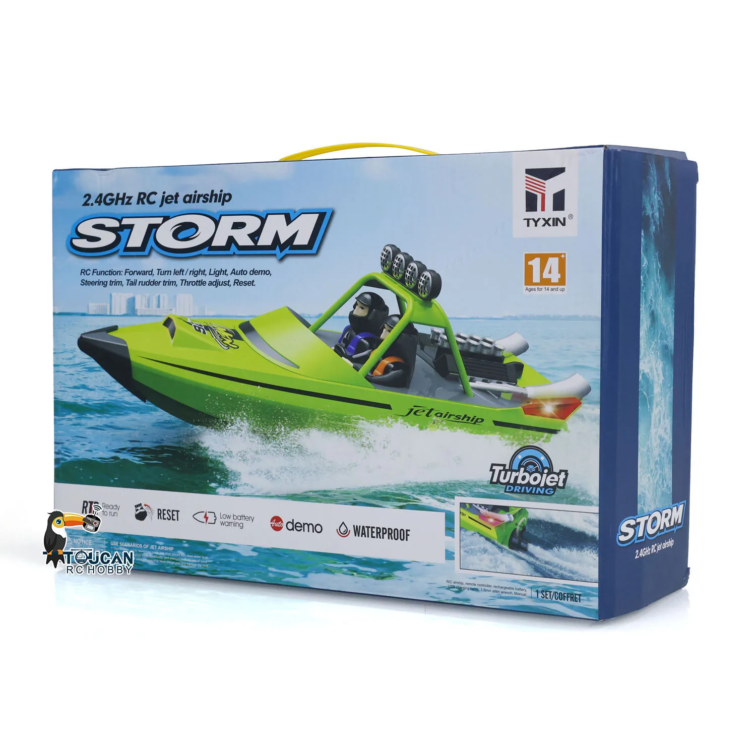 

2.4G RTR RC Boat Lights Self Righting Jet Ship Toy Radio control Racing Boat Outdoor Model Toy for Gift TH23966
