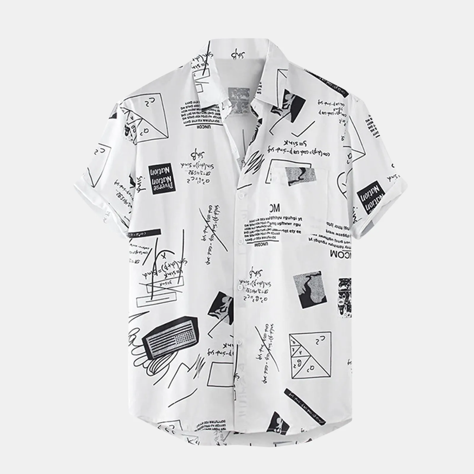 

Shirt Men's Sleeve Printed Casual Turn Down Short Button Fashion Men Shirts Breathable Handsome Men