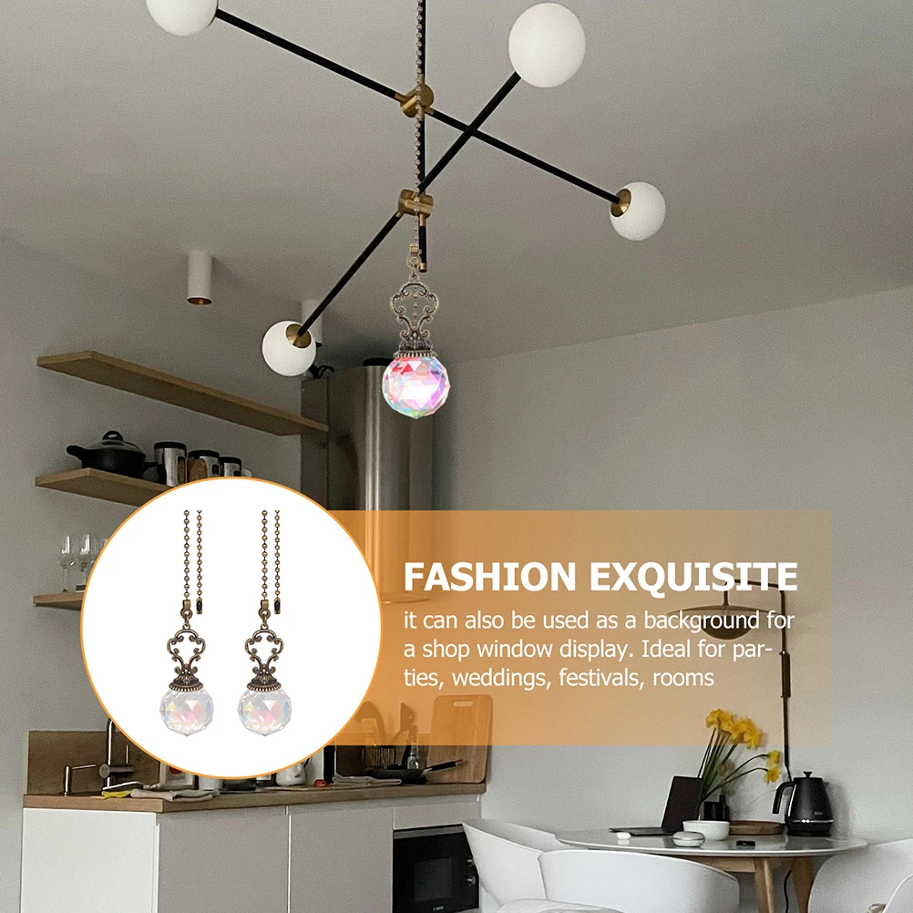 

2Pcs Ceiling Fan Pull Chains Crystal Stylish Extension for Ceiling Light Fan Pull Chain Enhancer Decorative Accessory