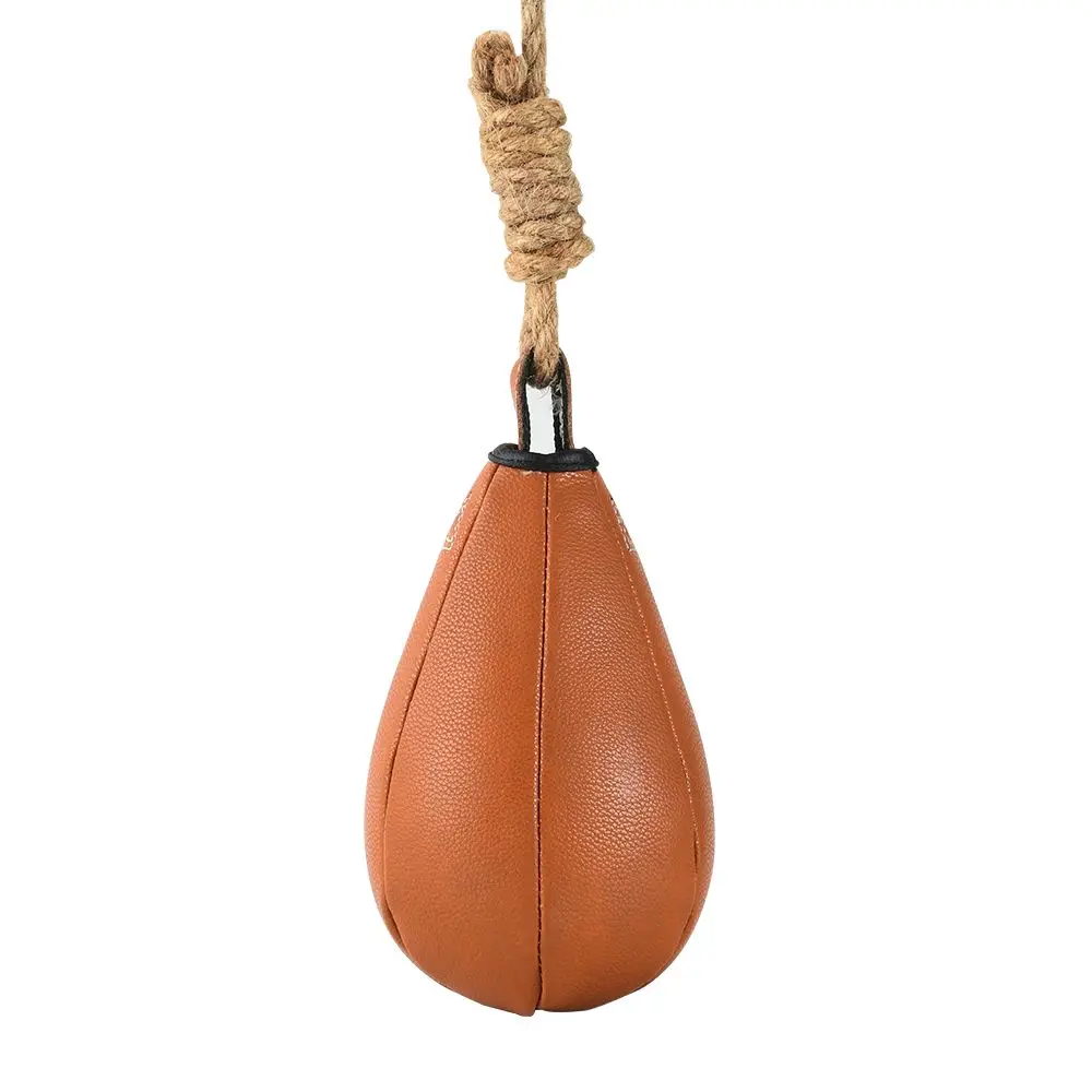 Vintage Brown Faux Leather Tear Drop Hanging Punching Speed Bag For Boxing Training Fitness Exercise Home Gym Use Adults Men
