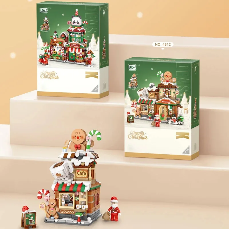 لوز عيد الميلاد بيت الزنجبيل DIY اللبنات، ألعاب تجميع سانتا كلوز، الحلي المكتبية هدية عيد الميلاد للأطفال #6