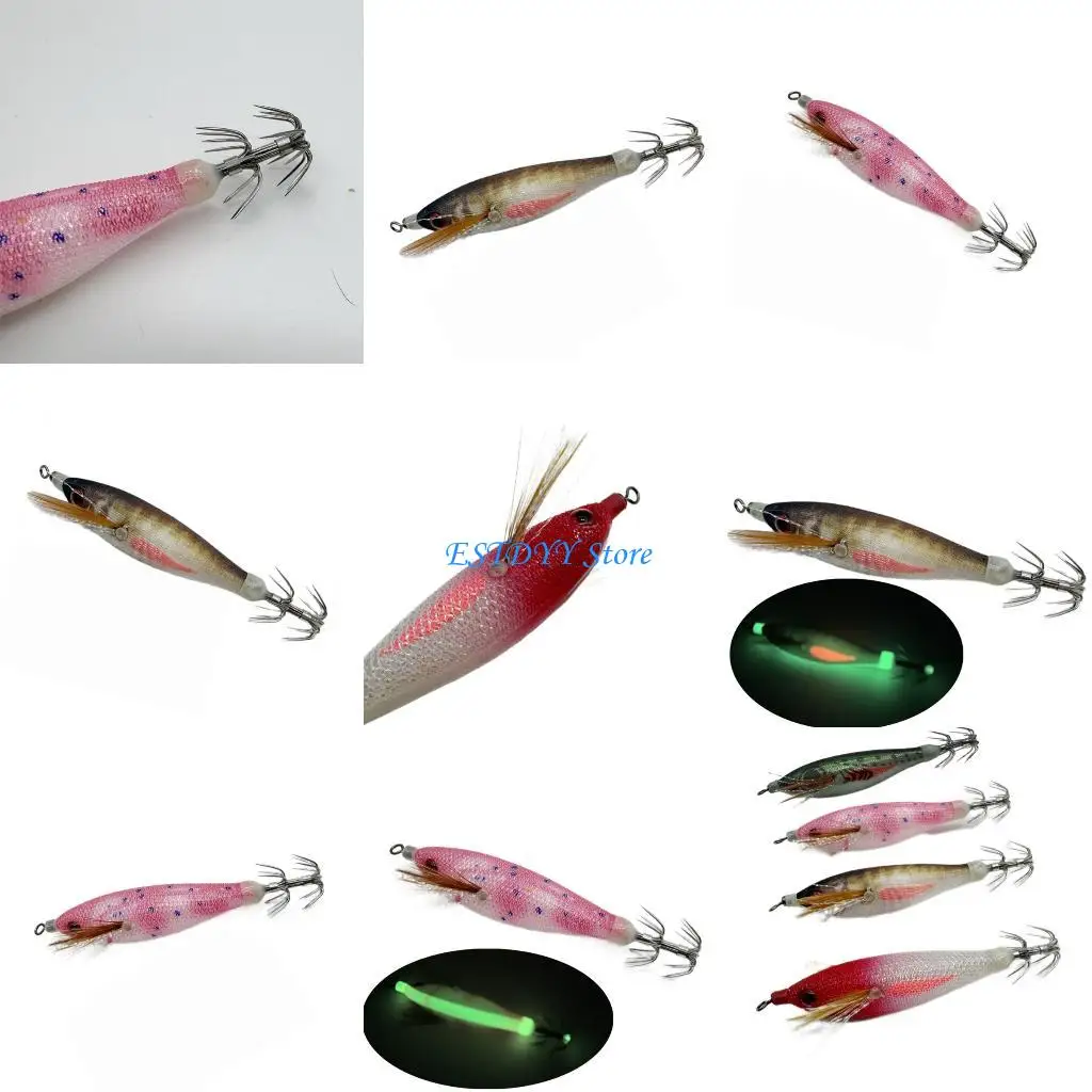 

G6DE 8cm Squid Jig Cuttlefish Hook Glow Jig Hook Saltwater Fishing Tackle
