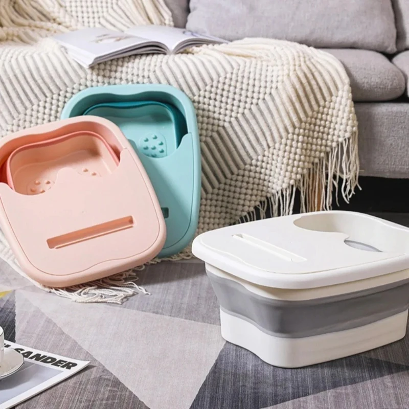 접이식 실리콘 얼굴 아이스 배스 트레이 & 발 담그는 통 물통 마사지 건강 발 욕조 얼굴 관리 세면대 1세트