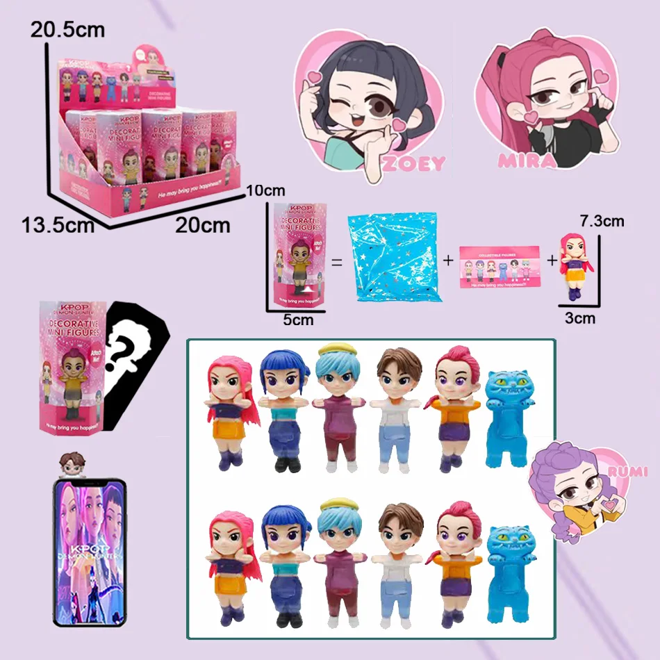 애니메이션 케이팝 데몬 헌터스 엔젤 타이거 피규어 블라인드 박스 시리즈 책상 장식 장난감 조각상 어린이 할로윈 크리스마스 선물