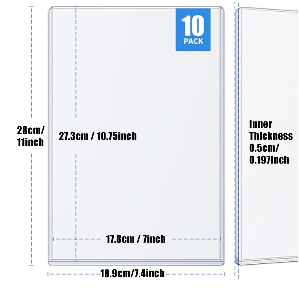 10Pcs Pack Comic Book Protective Case, Inner Size 279x177x5mm, UV Loader Sleeves,  Plastic Rigid Storage Case