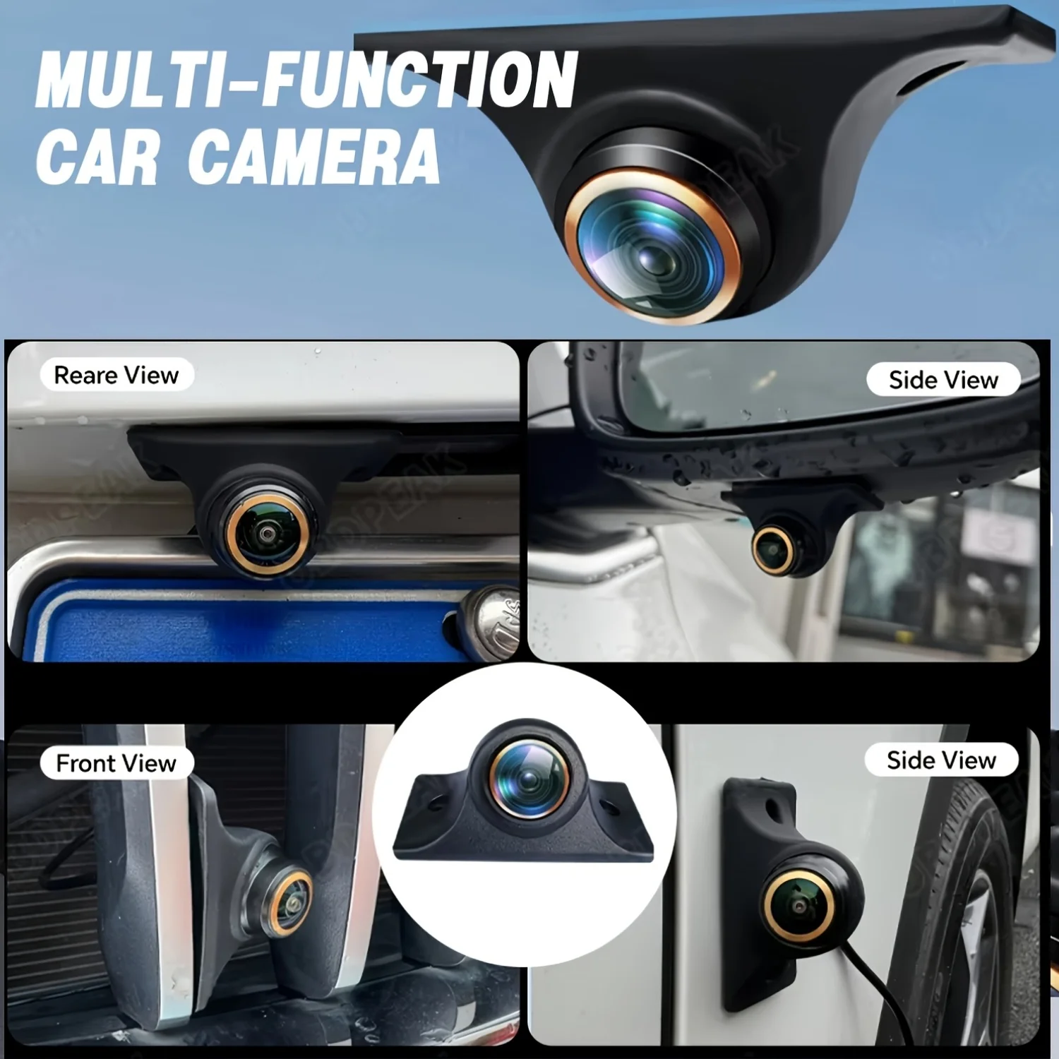 Universal Front/Side/Rear View Camera Fisheye Backup Camera Parking Guide Lines Surface Mount AHD1080P/CVBS 4Pin Night Vision