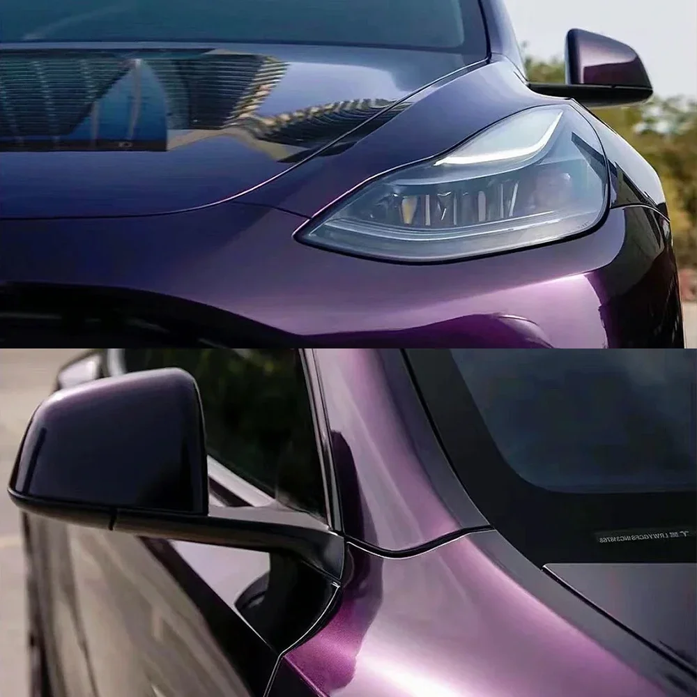 

Metallic Midnight Purple Car Sticker Color Change Vinyl Film PET Bubble Free Wrapping Car Accessories Auto Self Adhesive Decals