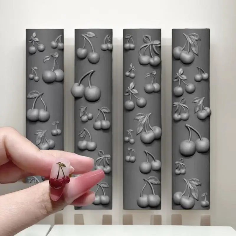 Manicure Design Mold for Nail Art, 3D Silicone Rose Flower Butterfly, DIY Cherry Jewelry Craft Template