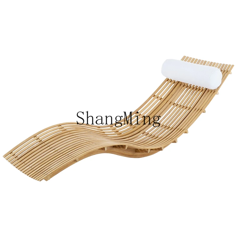 

WYX Outdoor Villa Pool Lounger B & B Resort Seaside Waterproof Solid Wood Lounger