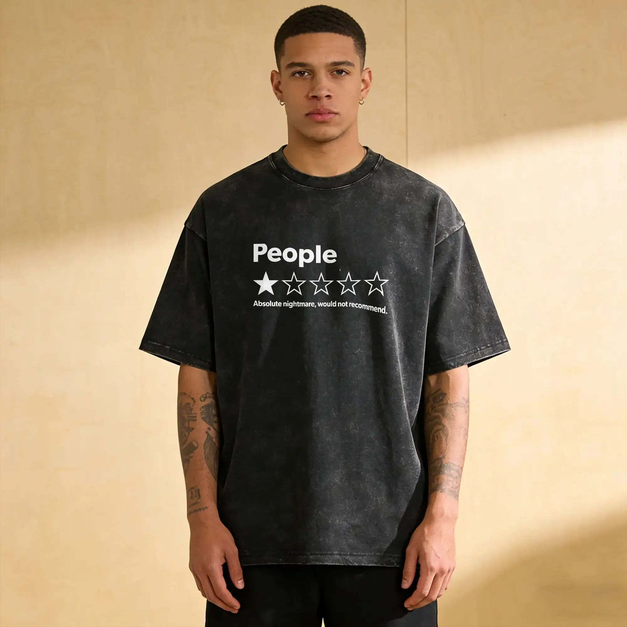 Funny Review One-star Rating An Absolute Nightmare, Not Recommended Men T Shirts Washed  100% Cotton Plus Size Clothes