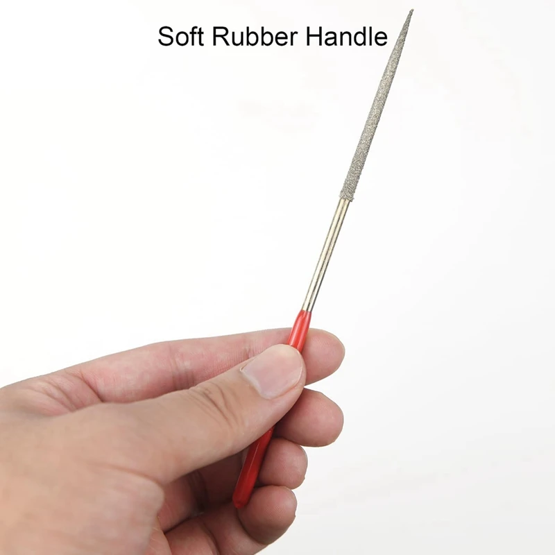 TOP 10Pcs Round Diamond Needles File, 3Mm X 140Mm Round Diamond Needle File Set For Metal Stone Wood Glass Grinding