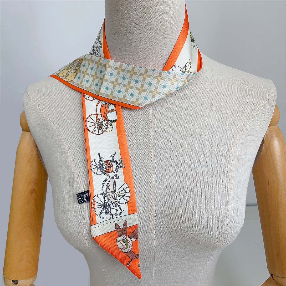 Classic Checkered Carriage Brand Design Twill Silk Scarf Luxury Scarf Women Foulard Skinny Bag Scarves Neckerchief Headband New