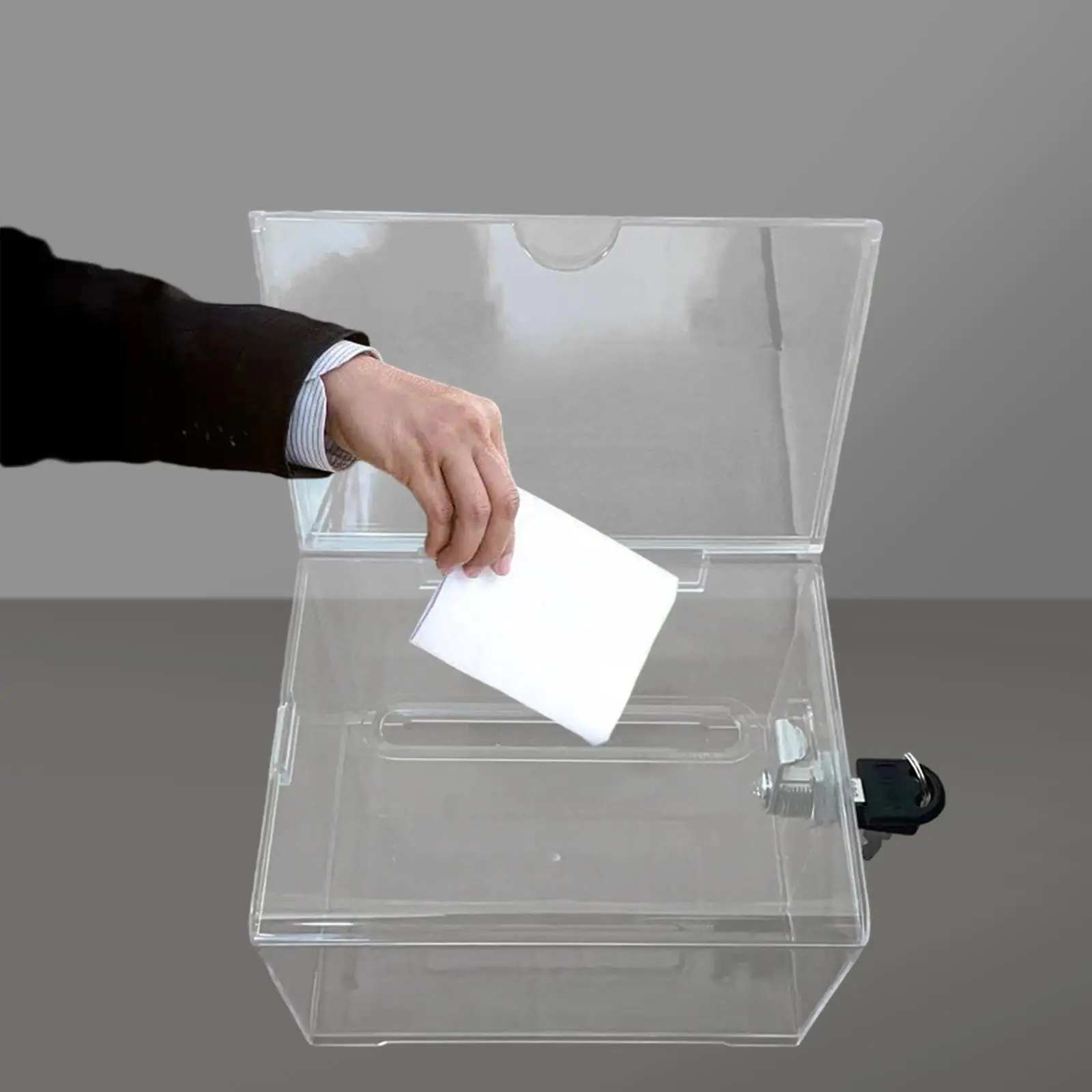 Clear Donation Box Lockable Ticket Container Raffle Ticket Box Acrylic Donation Box for Fundraising Voting Tabletop Reception