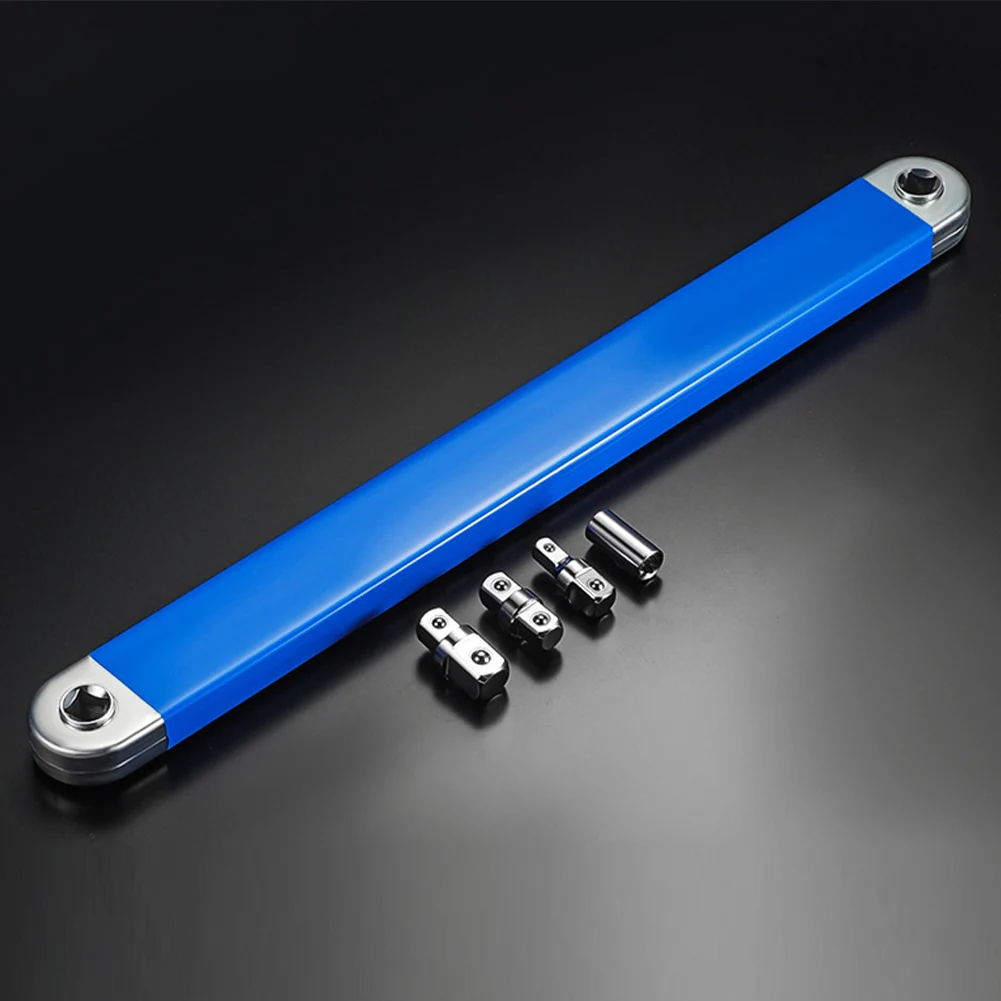 

39cm Compact Offset Extension Wrench with 4 Adapters Multifunctional Extension Wrench Socket Wrench Tool Automotive Tools