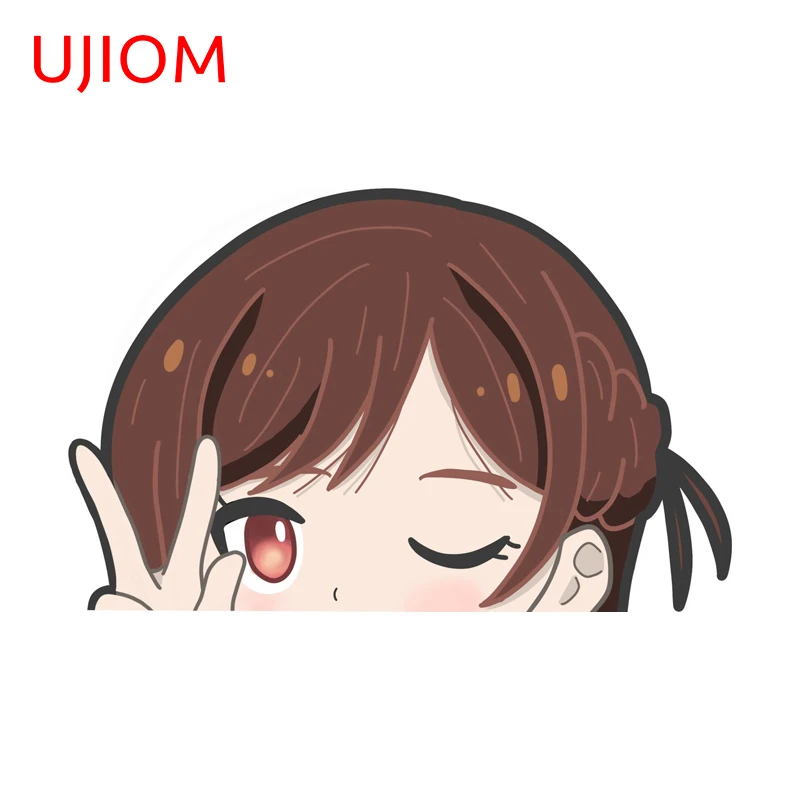 UJIOM Chizuru Mizuhara Kawaii Peeking Wall Sticker Popular Premium Waterproof Edgy Decal Suitable For Window Vestibulec Decor