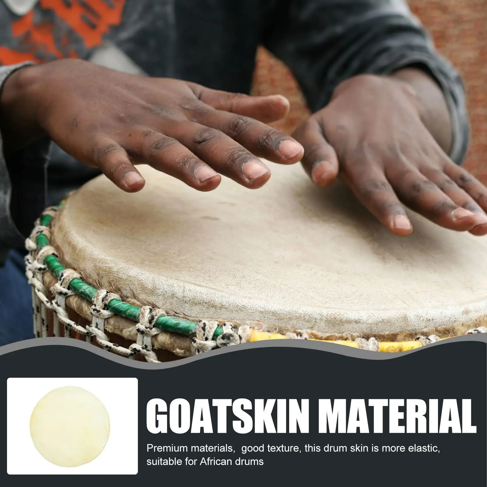 African Drum Skin Drum Cover Replacement African Drums Surface Drum Goat Skin Fittings Percussion accessory Random Style